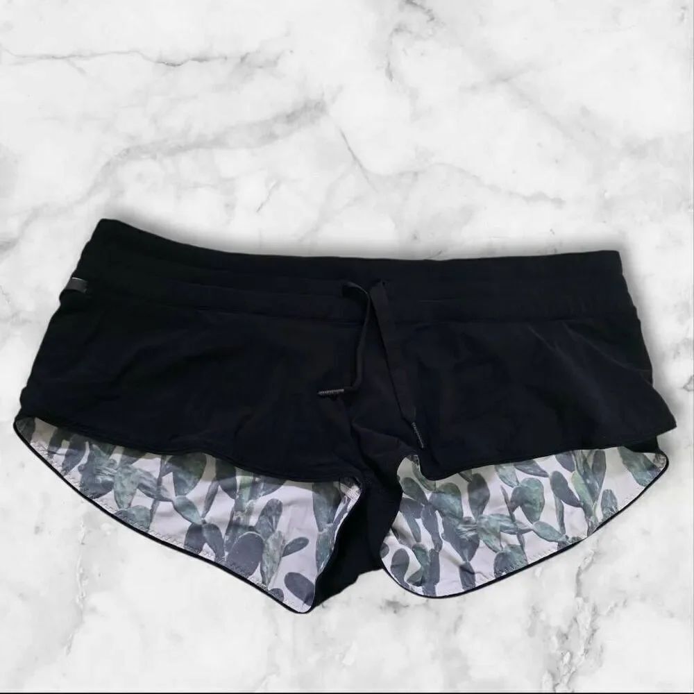 Lululemon Size 14 Water Surf Shorts Prickly Pear Reversible Black